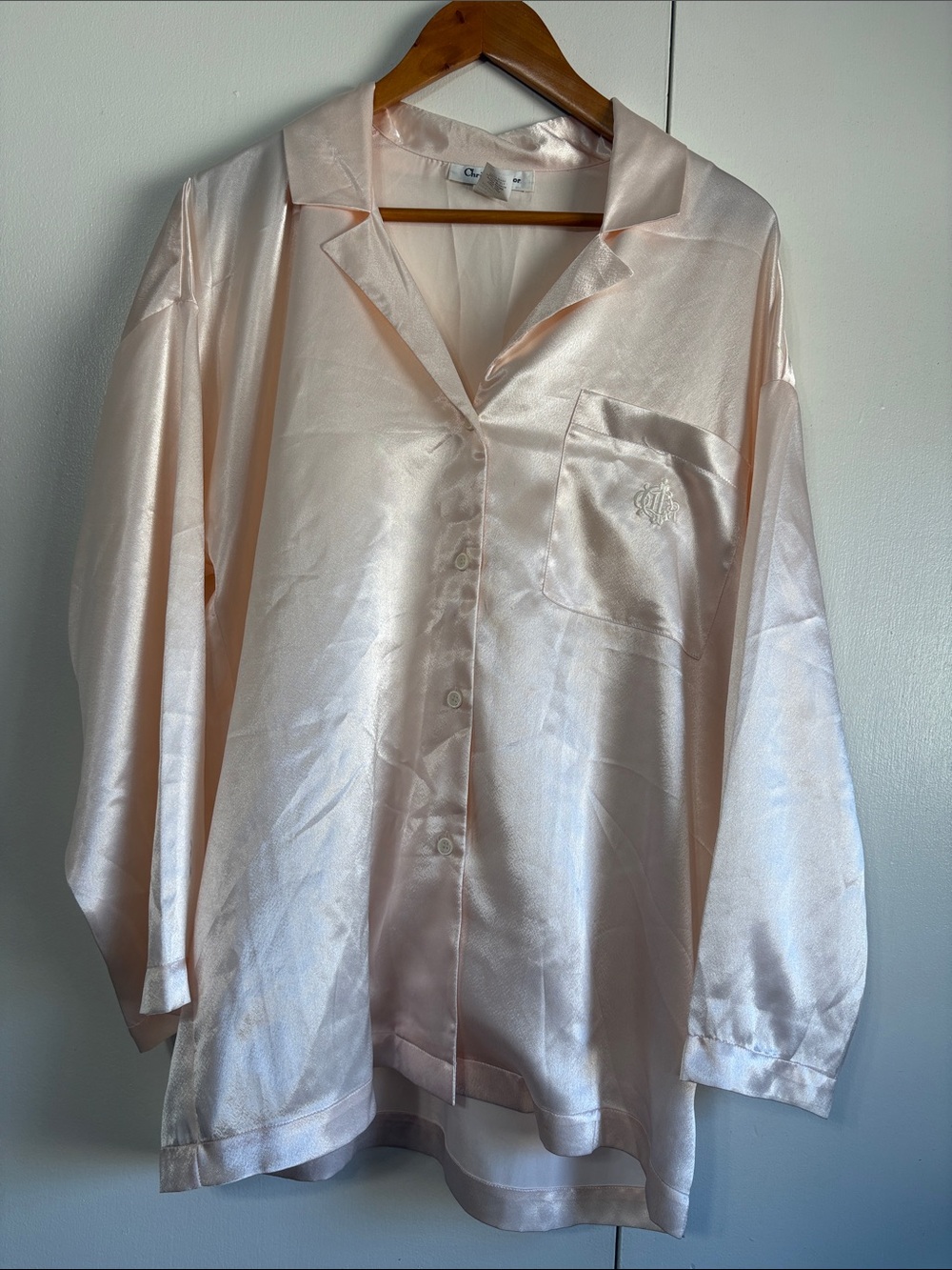 Christian Dior Silk Pale Pink Satin Pajama Top